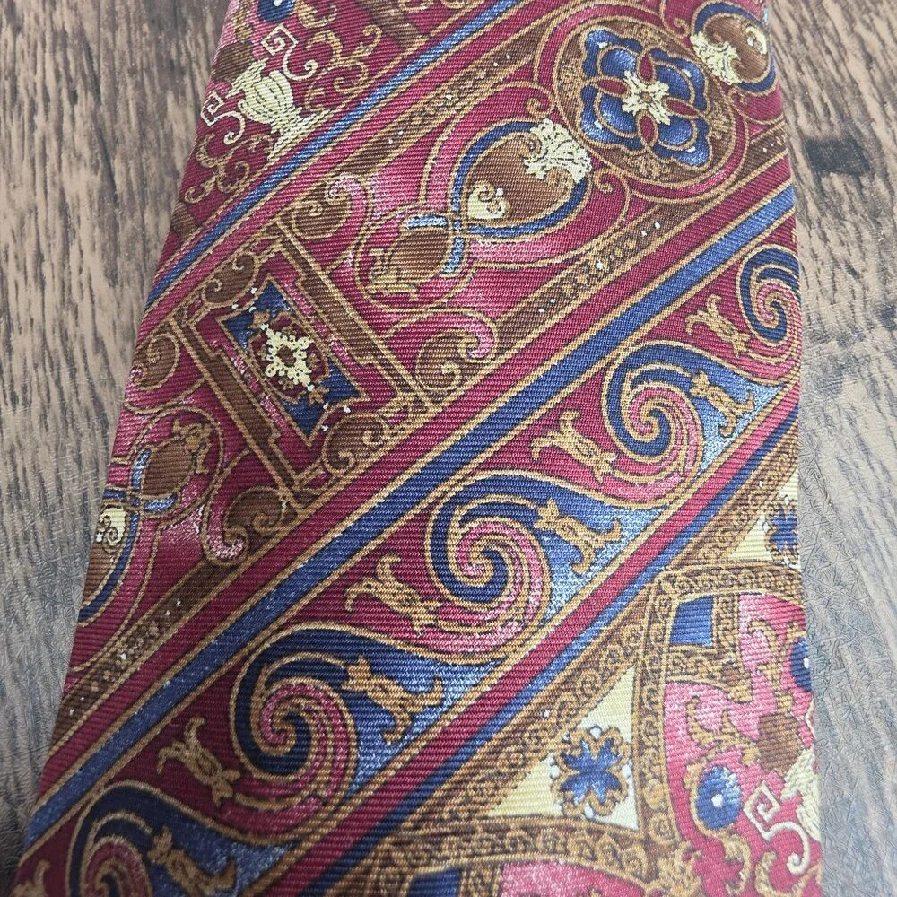 Graham Lockwood Tie Silk Red Colorful Gift Preppy Rococo Ornate Artsy Corpcore